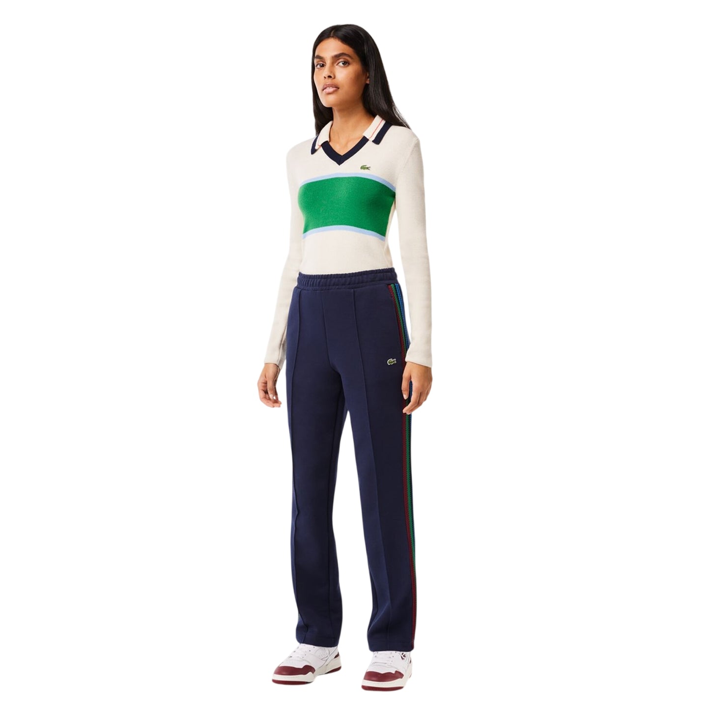 Navy Blue - Lifestyle - Lacoste Womens-Ladies Side Stripe Regular Tracksuit Bottoms