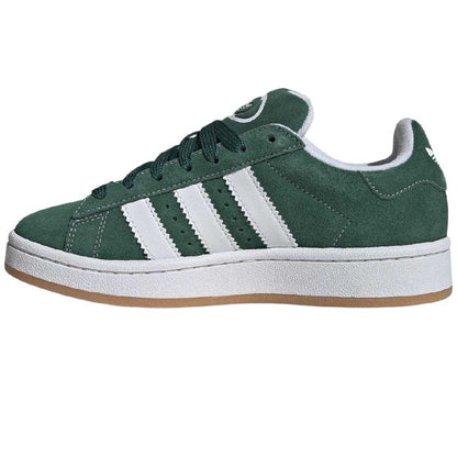 Green-White - Side - Adidas Childrens-Kids Campus 00s Suede Flat Trainers