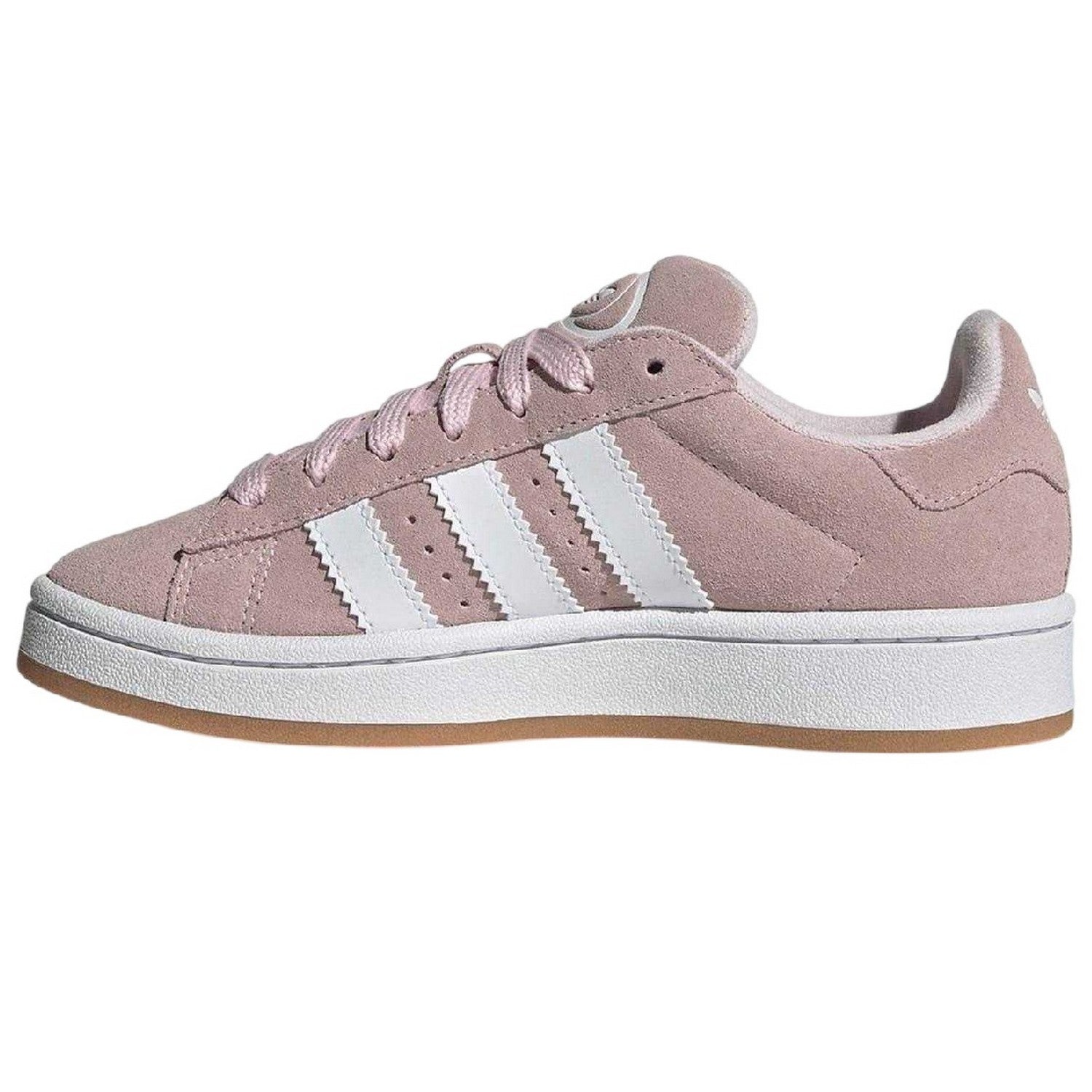 Pink-White - Side - Adidas Childrens-Kids Campus 00s Suede Flat Trainers