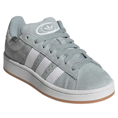 Sage-White - Front - Adidas Childrens-Kids Campus 00s Suede Flat Trainers