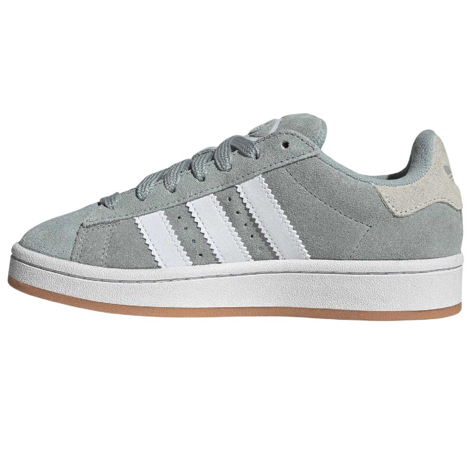 Sage-White - Side - Adidas Childrens-Kids Campus 00s Suede Flat Trainers