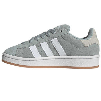 Sage-White - Side - Adidas Childrens-Kids Campus 00s Suede Flat Trainers