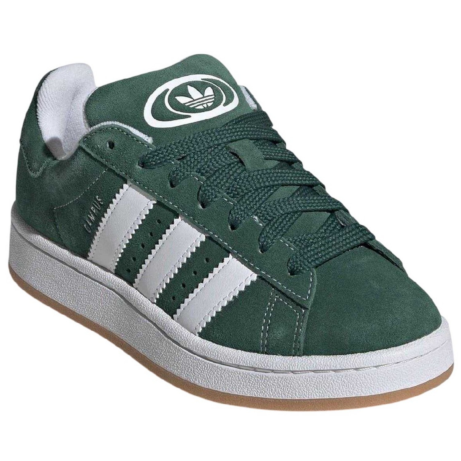 Green-White - Front - Adidas Childrens-Kids Campus 00s Suede Flat Trainers