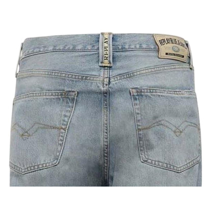 Blue - Side - Replay Mens Denim Straight Jeans
