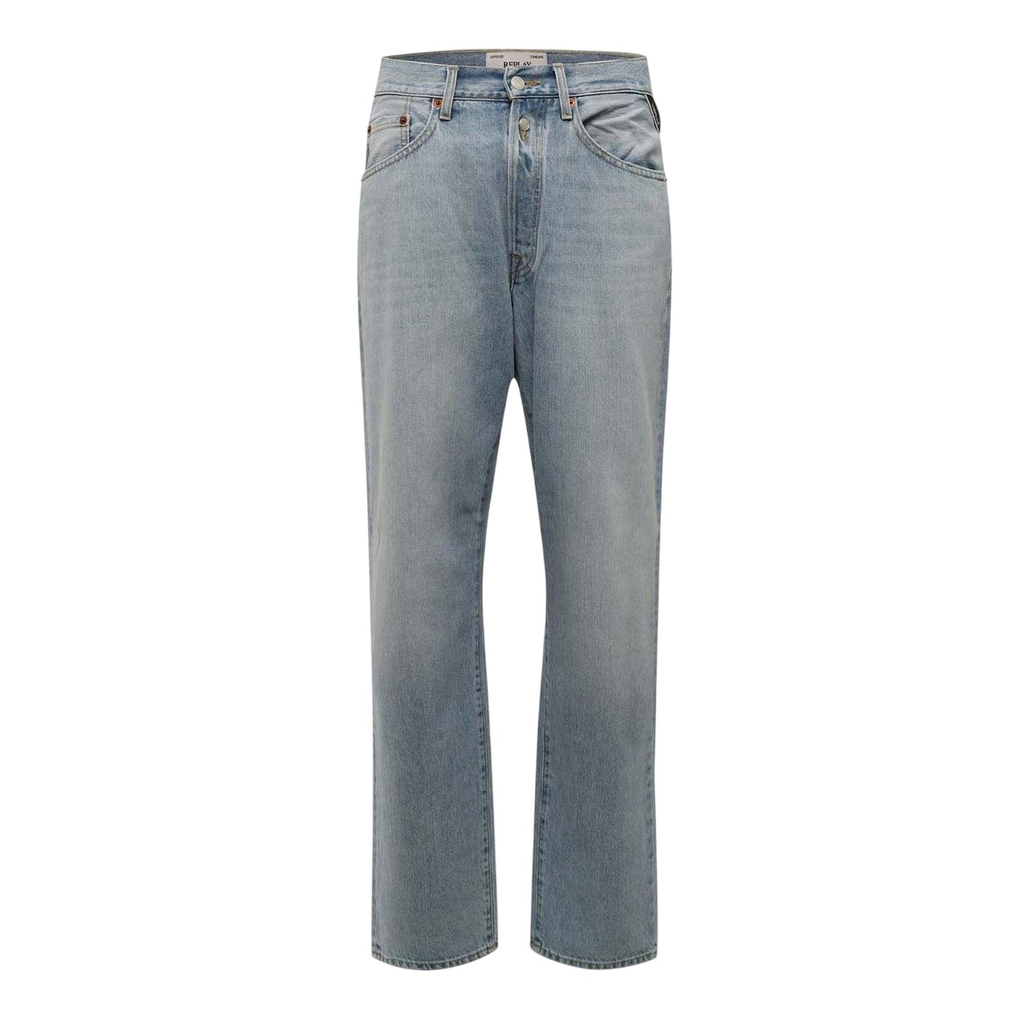 Blue - Front - Replay Mens Denim Straight Jeans
