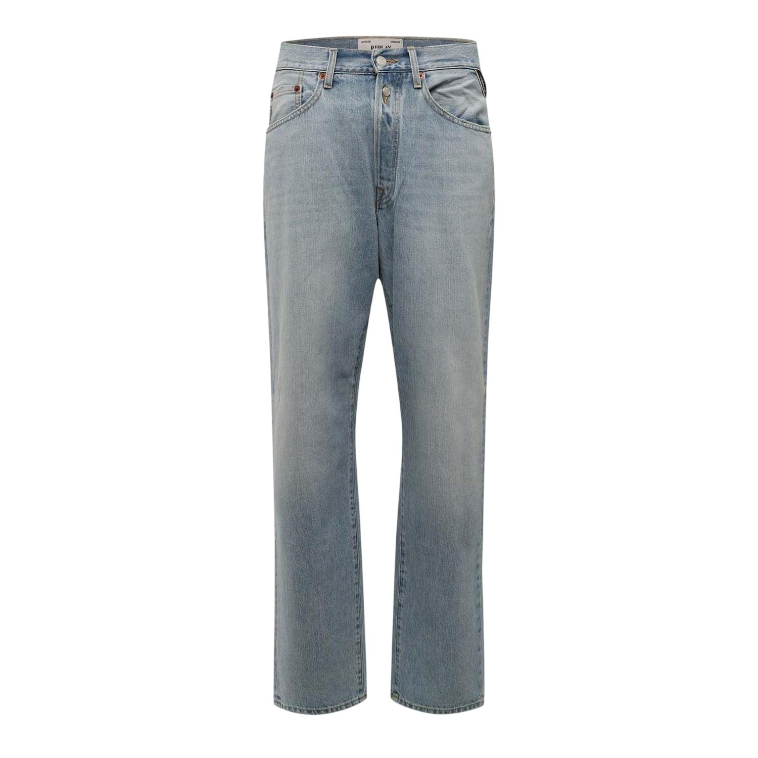 Blue - Front - Replay Mens Denim Straight Jeans