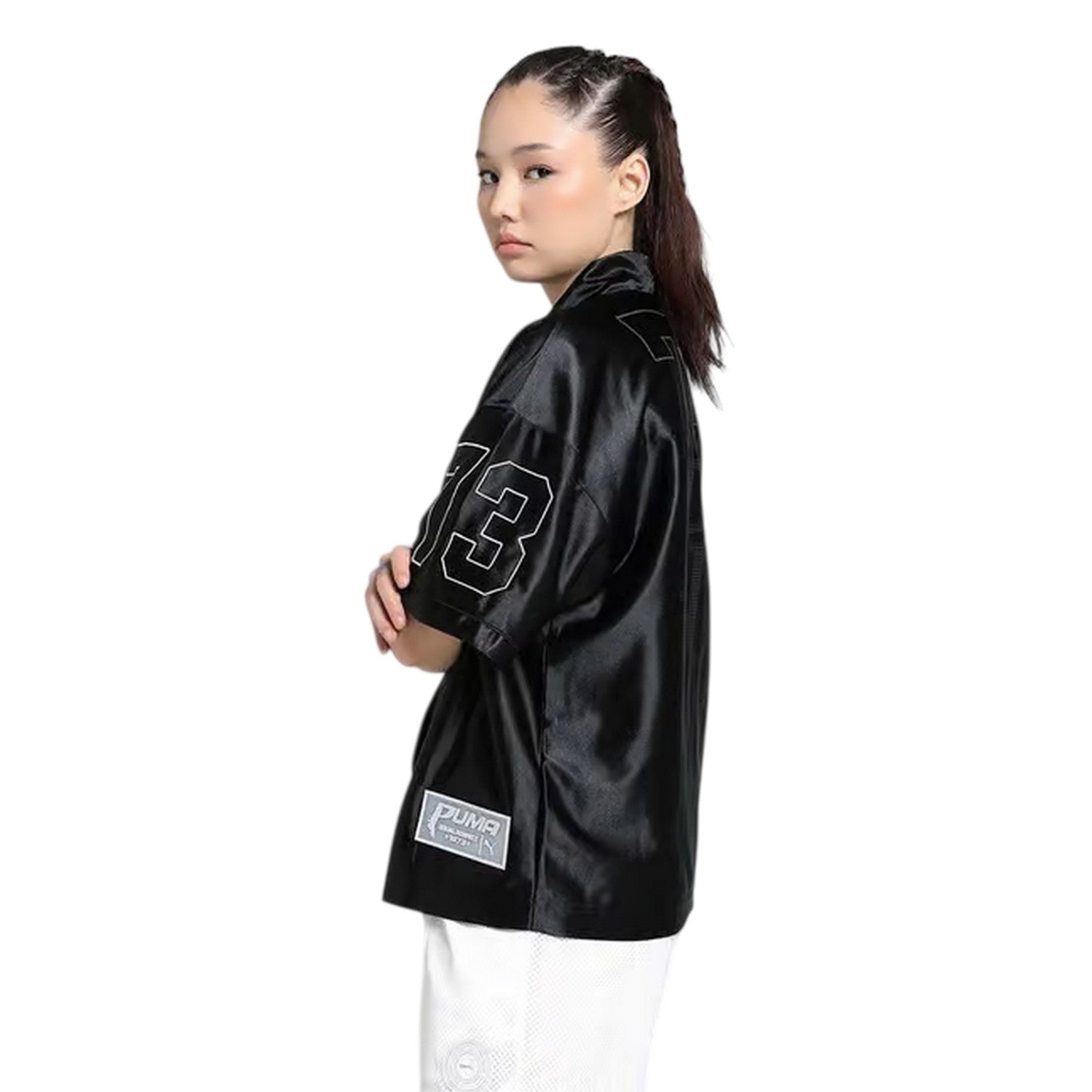 Puma Black - Side - Puma Womens-Ladies Printed Relaxed Fit Overshirt