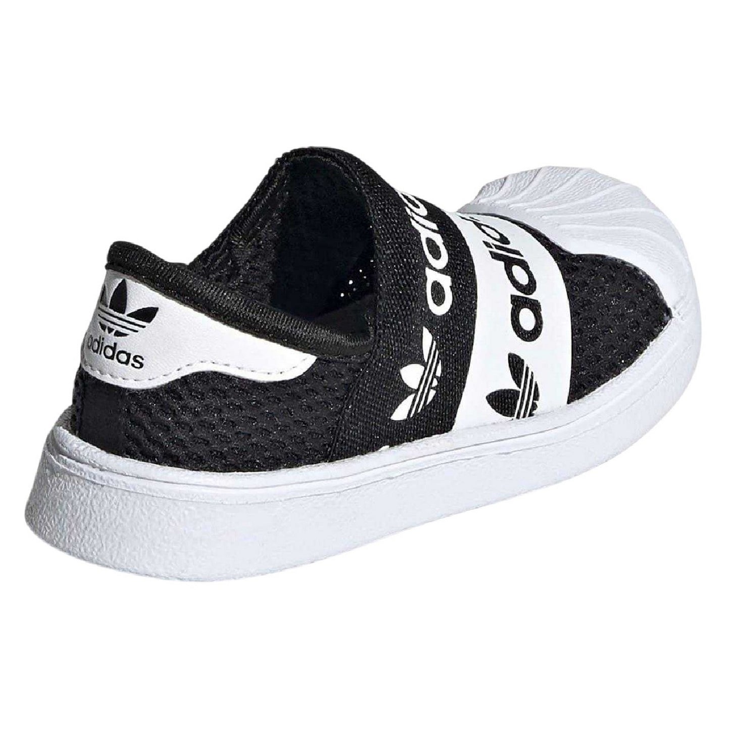 White-Black - Back - Adidas Childrens-Kids Superstar Mesh Trainers