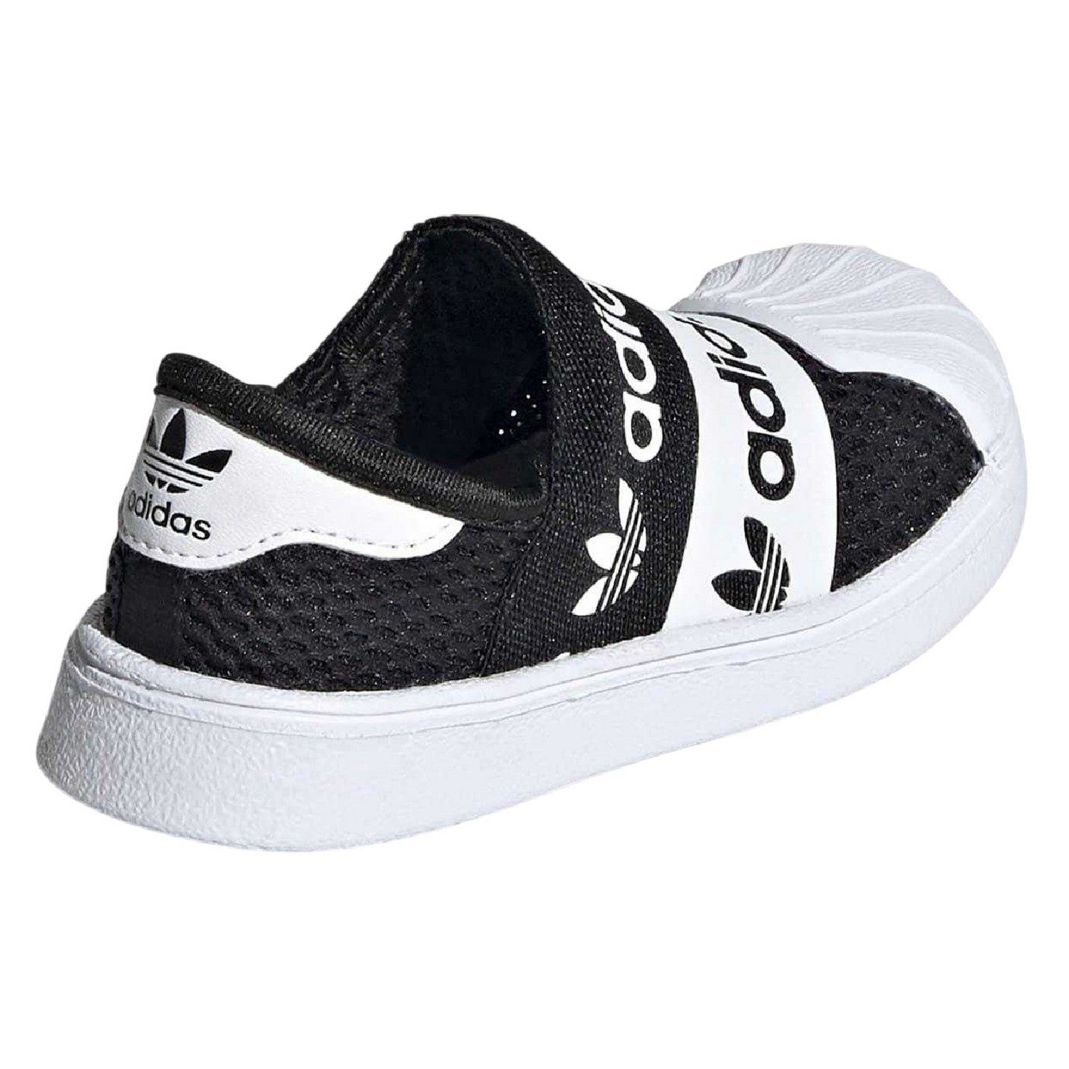 White-Black - Back - Adidas Childrens-Kids Superstar Mesh Trainers