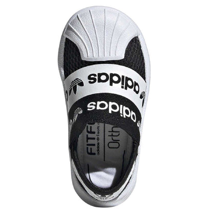 White-Black - Pack Shot - Adidas Childrens-Kids Superstar Mesh Trainers
