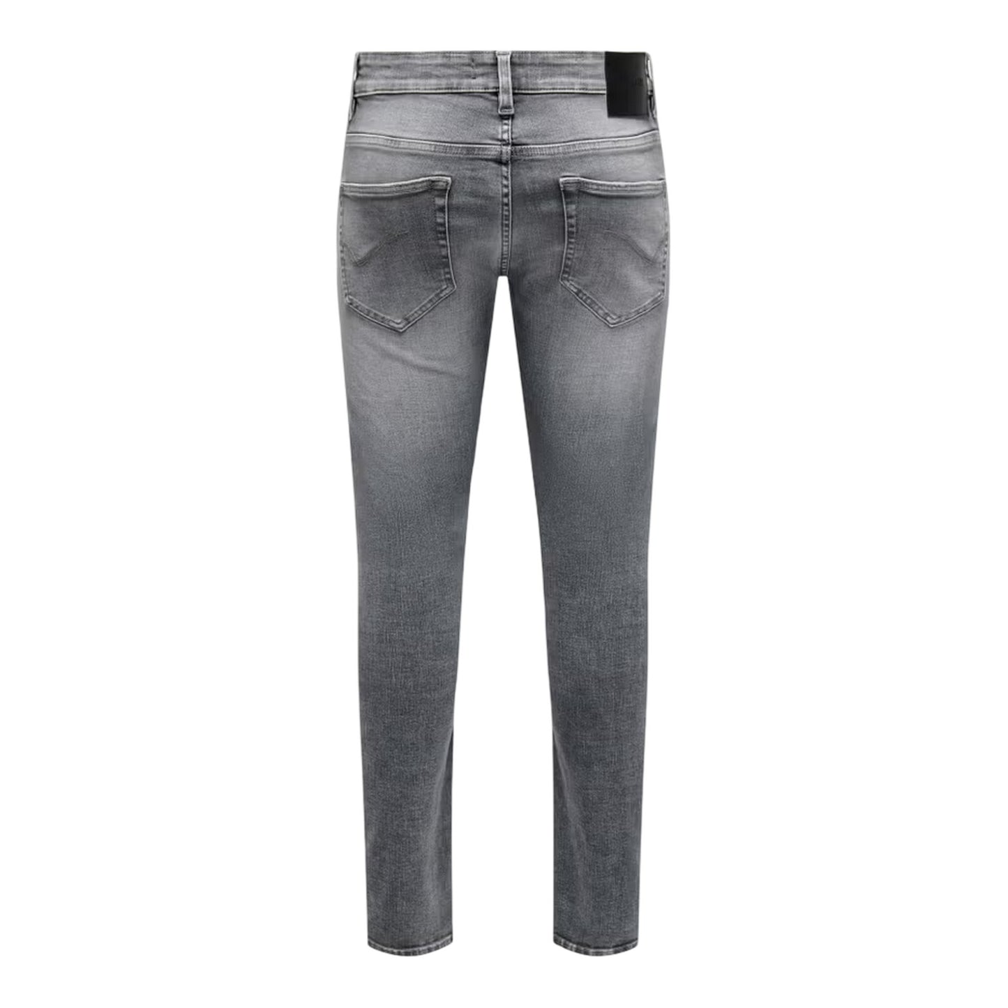 Medium Grey - Back - Only Mens Logo 5 Pockets Slim Jeans