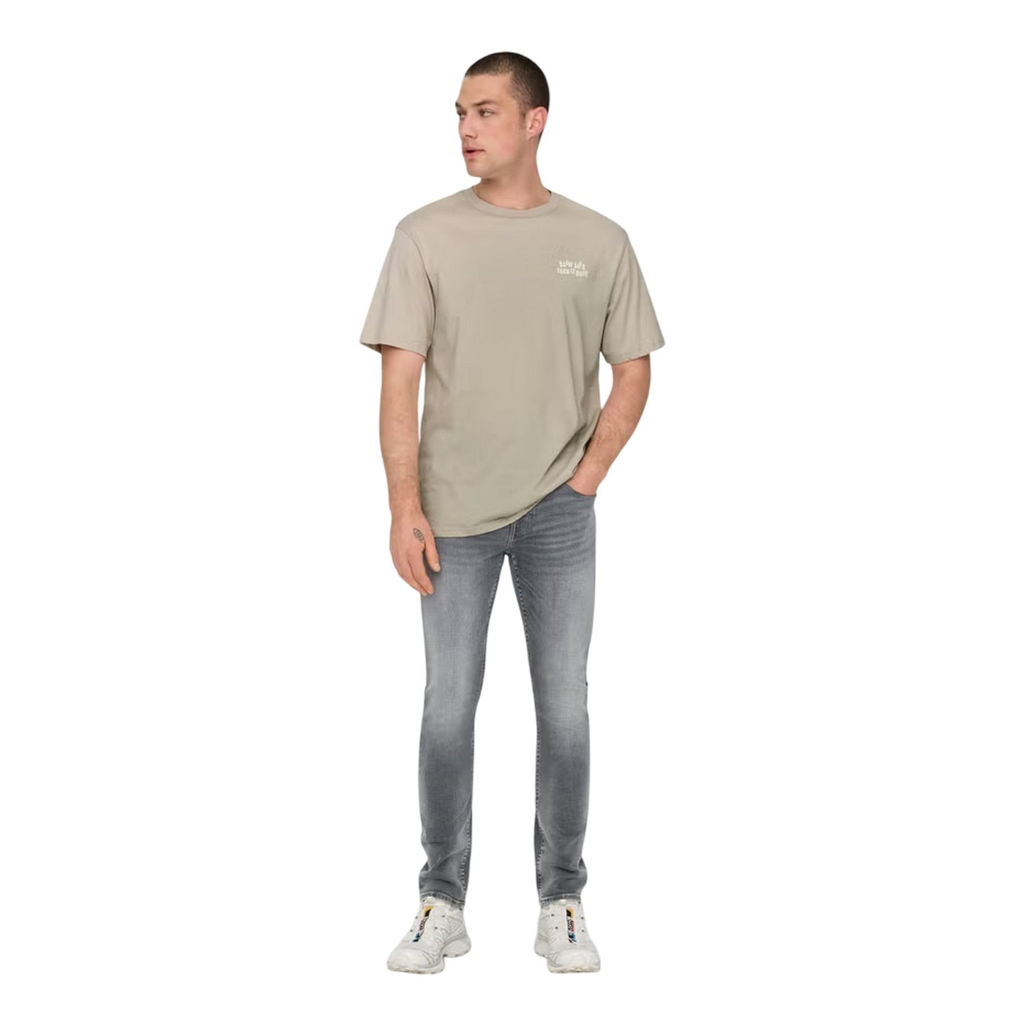 Medium Grey - Lifestyle - Only Mens Logo 5 Pockets Slim Jeans