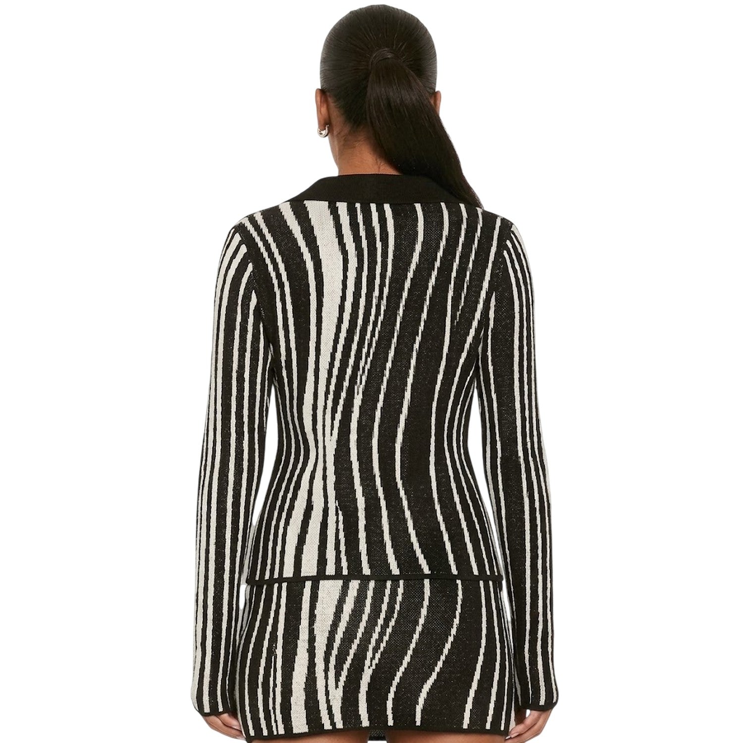 Black - Back - Missy Empire Womens-Ladies Stripes Shirt