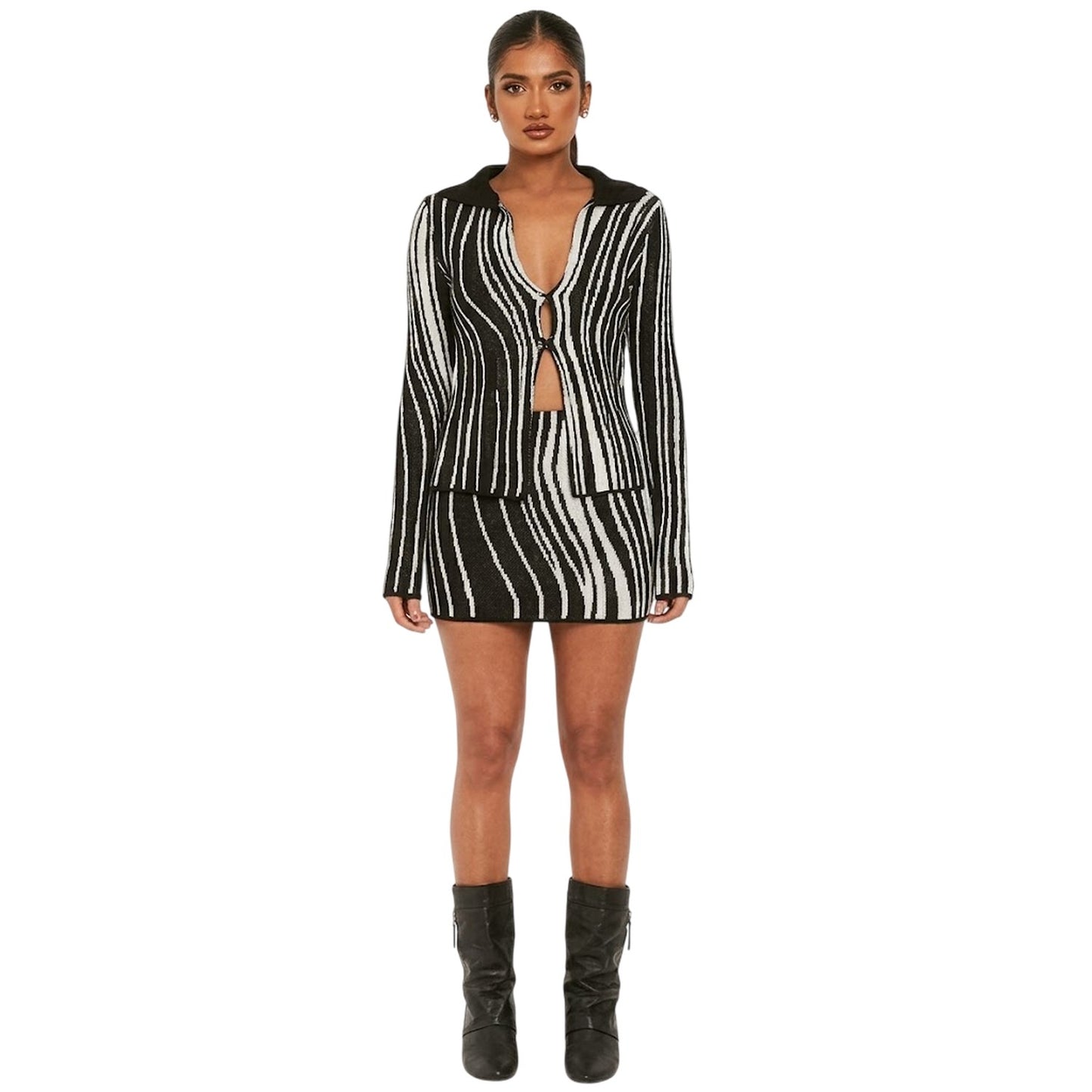 Black - Lifestyle - Missy Empire Womens-Ladies Stripes Shirt