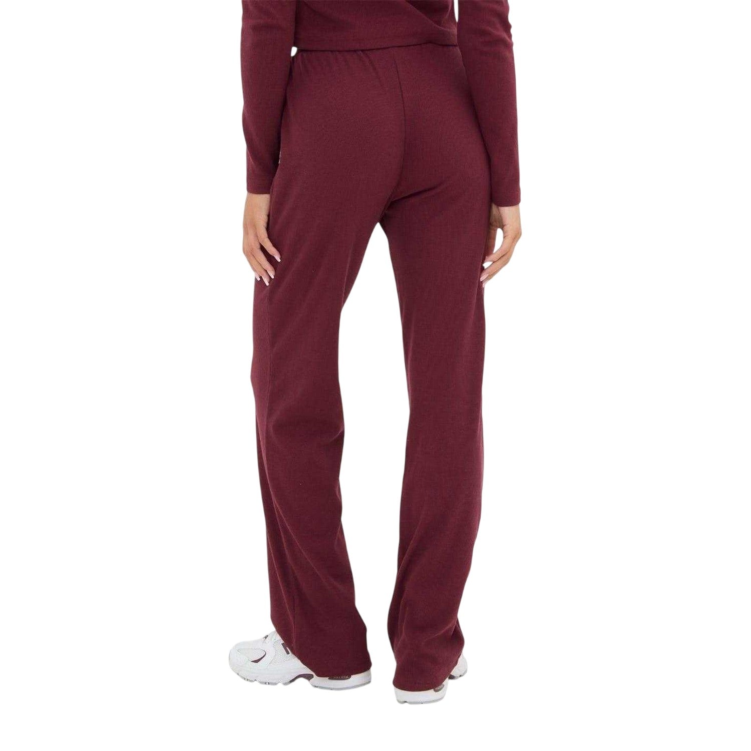 Burgundy - Back - I Saw It First Womens-Ladies Wide Leg Trousers