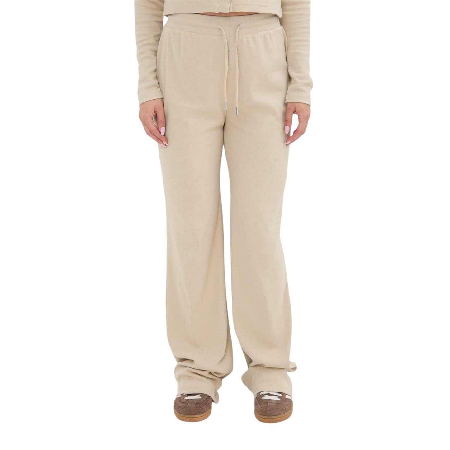 Stone - Front - I Saw It First Womens-Ladies Wide Leg Trousers