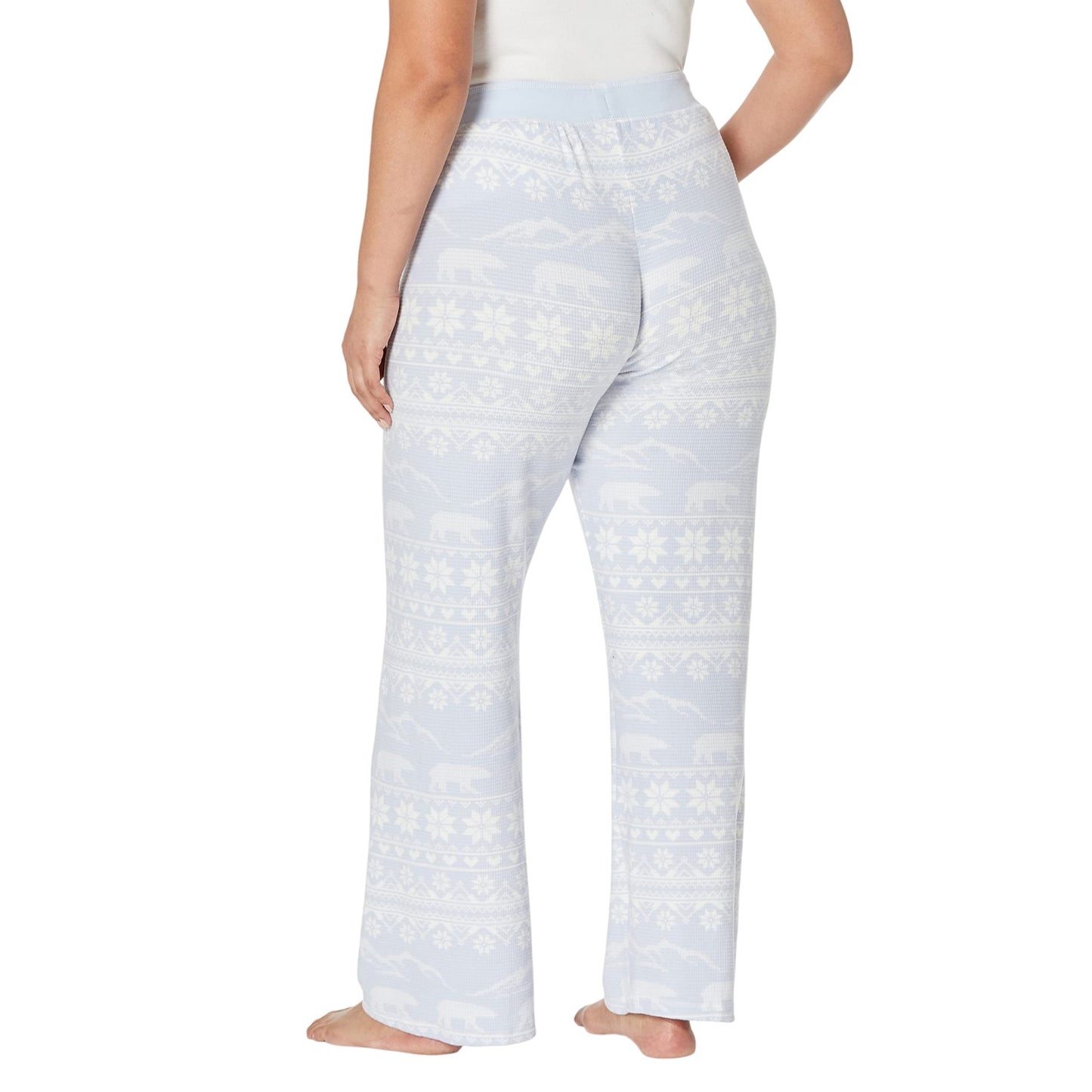 Light Blue - Back - PJ Salvage Womens-Ladies Snowflake Relaxed Fit Christmas Lounge Pants