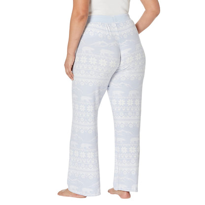 Light Blue - Back - PJ Salvage Womens-Ladies Snowflake Relaxed Fit Christmas Lounge Pants