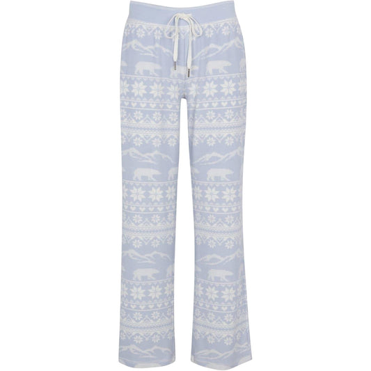 Light Blue - Front - PJ Salvage Womens-Ladies Snowflake Relaxed Fit Christmas Lounge Pants