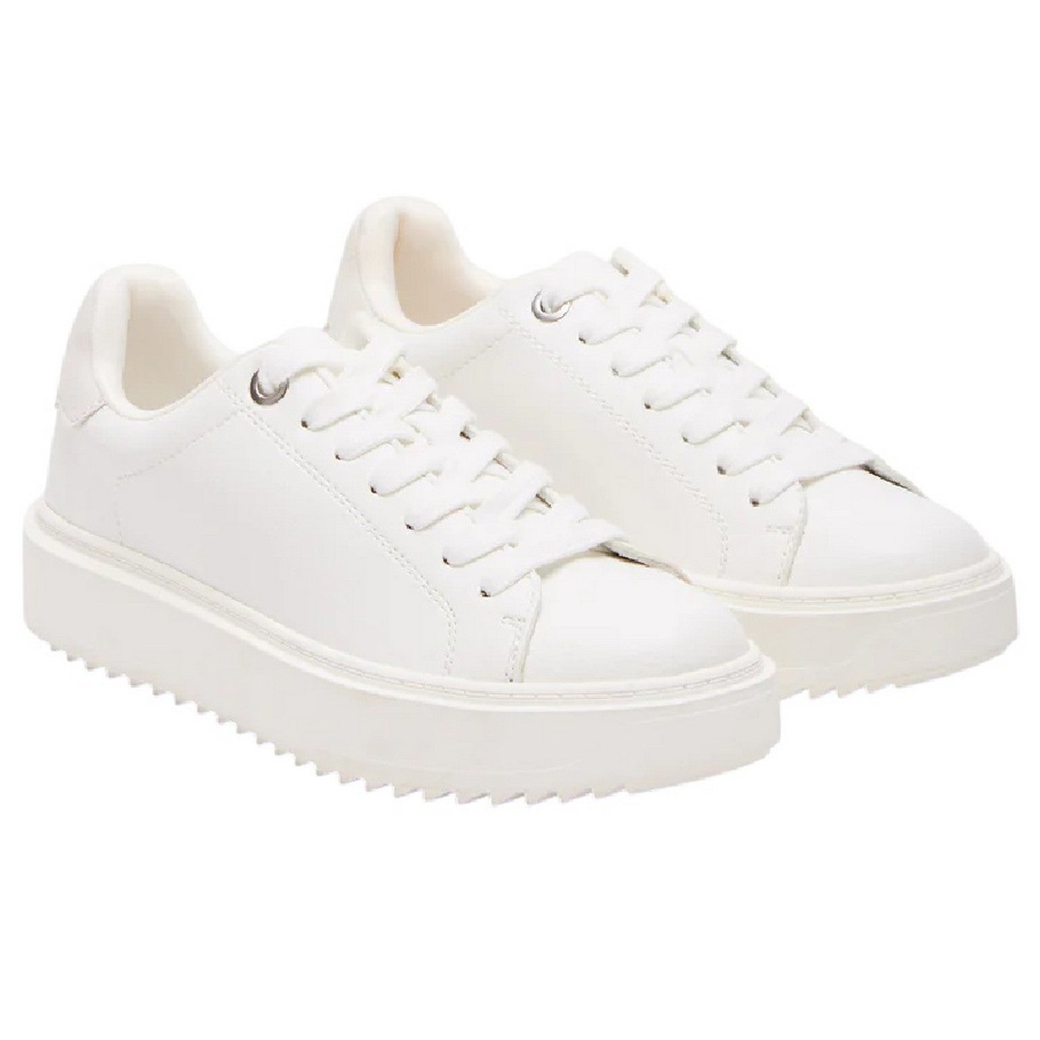 White - Front - Steve Madden Womens-Ladies Catcher 2.0 Canvas Trainers