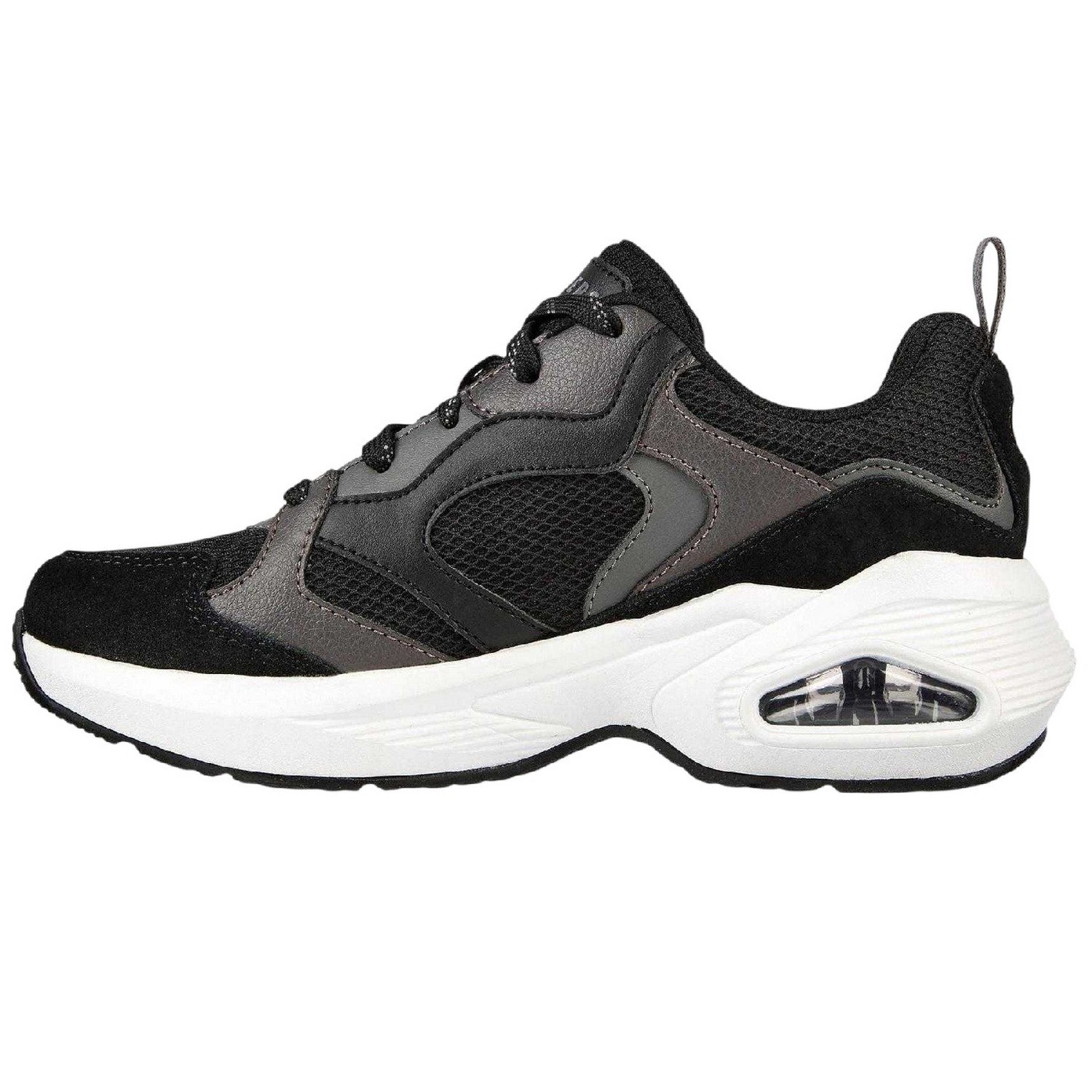 Black - Back - Skechers Womens-Ladies Uno Suede Trainers