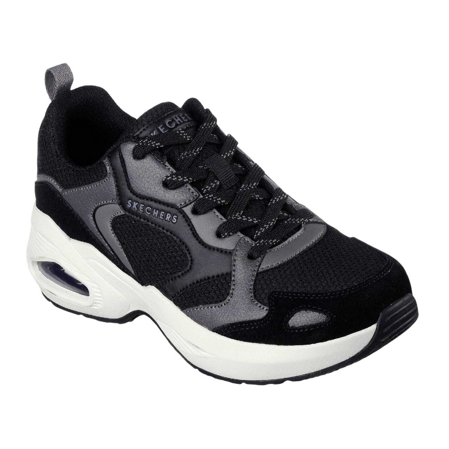 Black - Front - Skechers Womens-Ladies Uno Suede Trainers