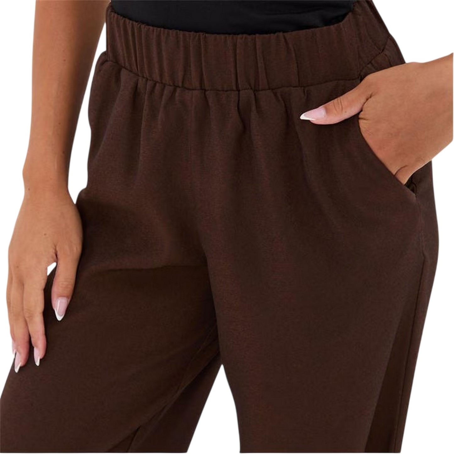 Brown - Side - I Saw It First Womens-Ladies Straight Trousers