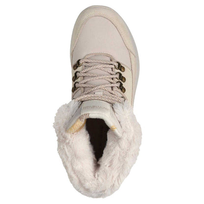 Natural - Side - Skechers Womens-Ladies On The Go Faux Fur Trim Ankle Boots
