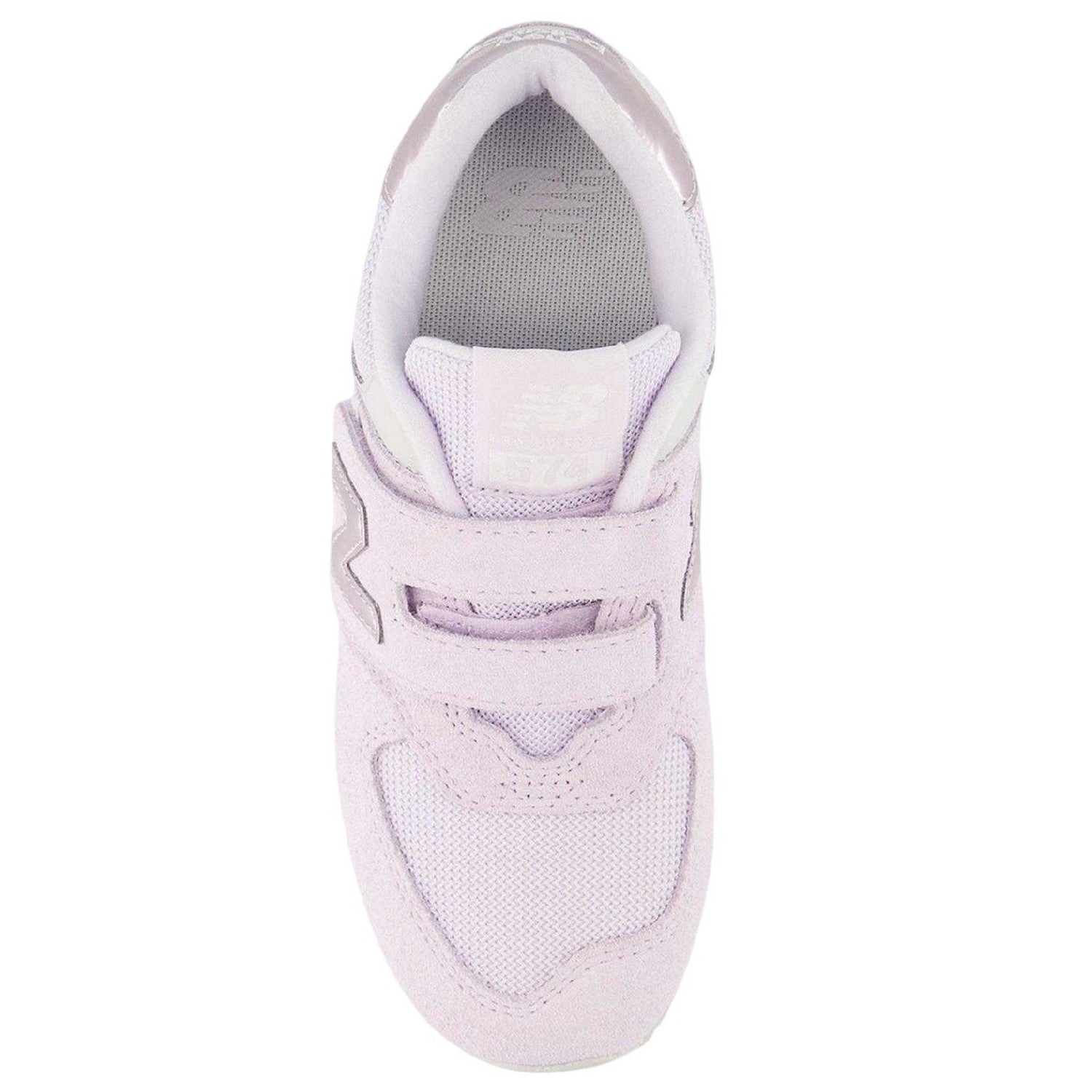 Sweet Taro-Pink Salt - Side - New Balance Childrens-Kids 574 Suede Flat Trainers