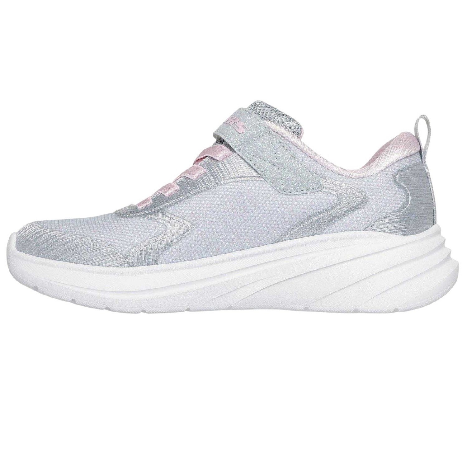 Grey-Pink - Back - Skechers Childrens-Kids Glitter Trainers