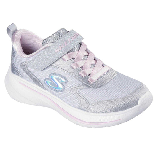 Grey-Pink - Front - Skechers Childrens-Kids Glitter Trainers