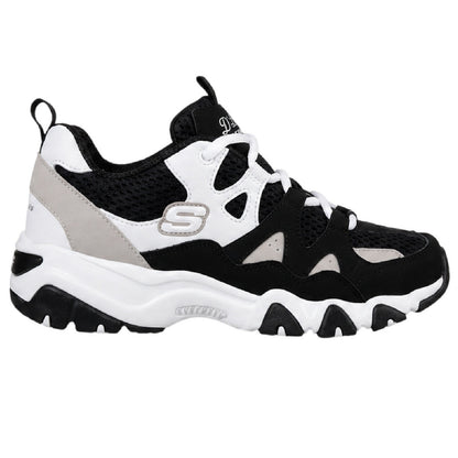 Black-White - Side - Skechers Childrens-Kids DLites 2.0 Trainers