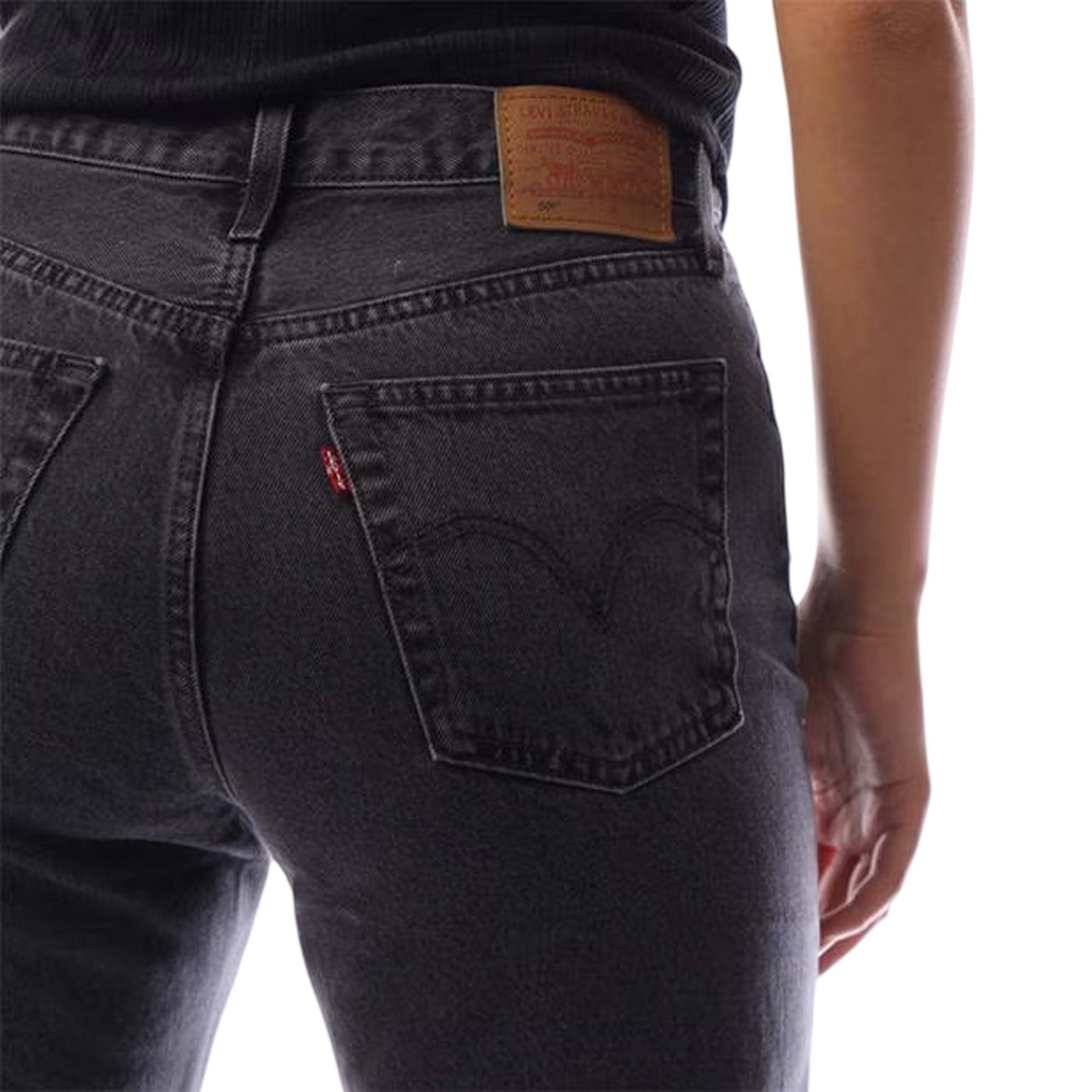 Black - Side - Levis Womens-Ladies 501 Denim 5 Pockets Jeans