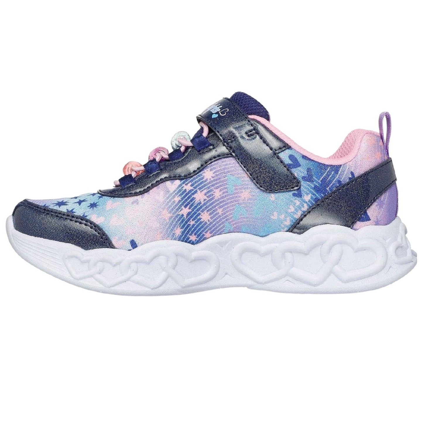Navy-Multicoloured - Back - Skechers Childrens-Kids Hearts Trainers