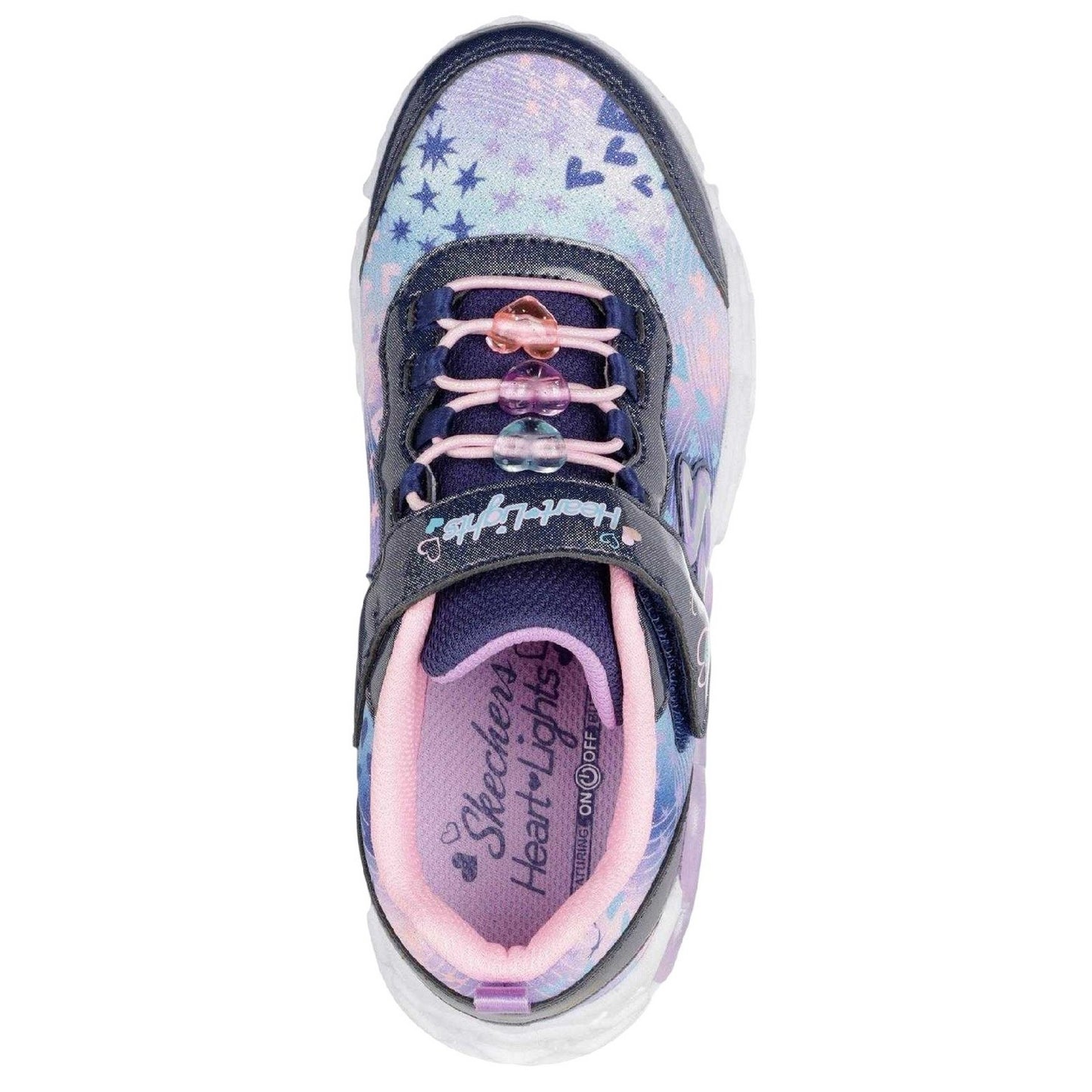 Navy-Multicoloured - Side - Skechers Childrens-Kids Hearts Trainers