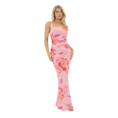 Pink - Lifestyle - I Saw It First Womens-Ladies Floral Mesh Maxi Dress