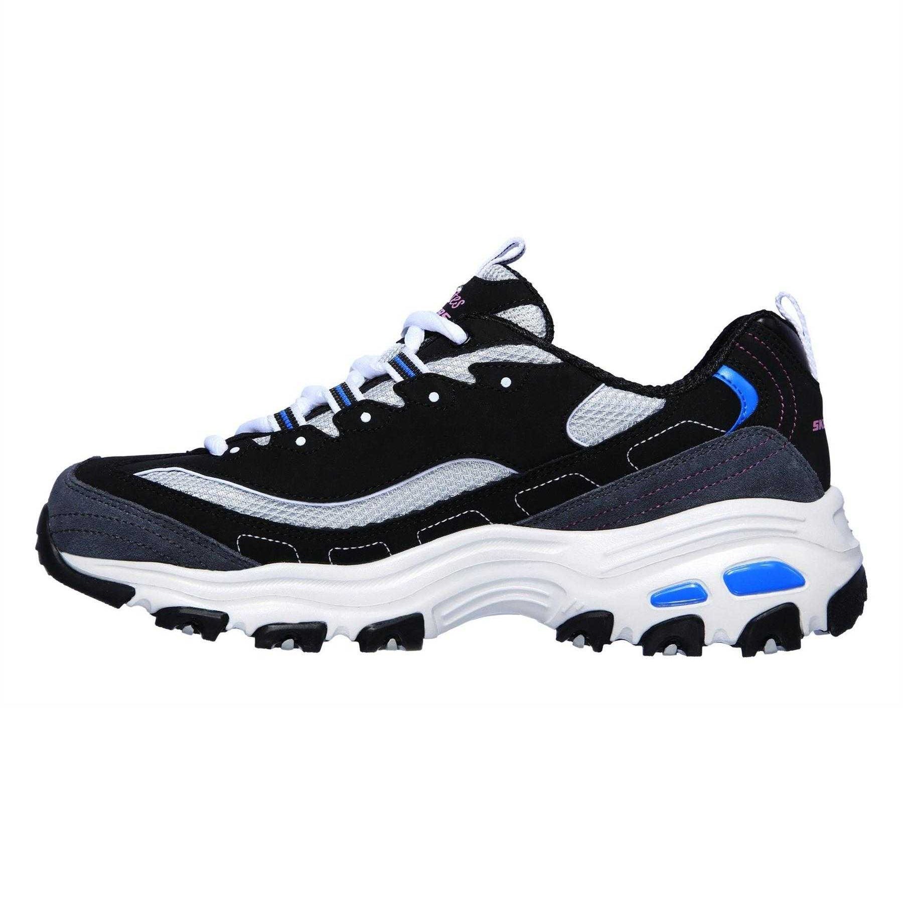 Black-Blue - Back - Skechers Womens-Ladies Mesh Trainers