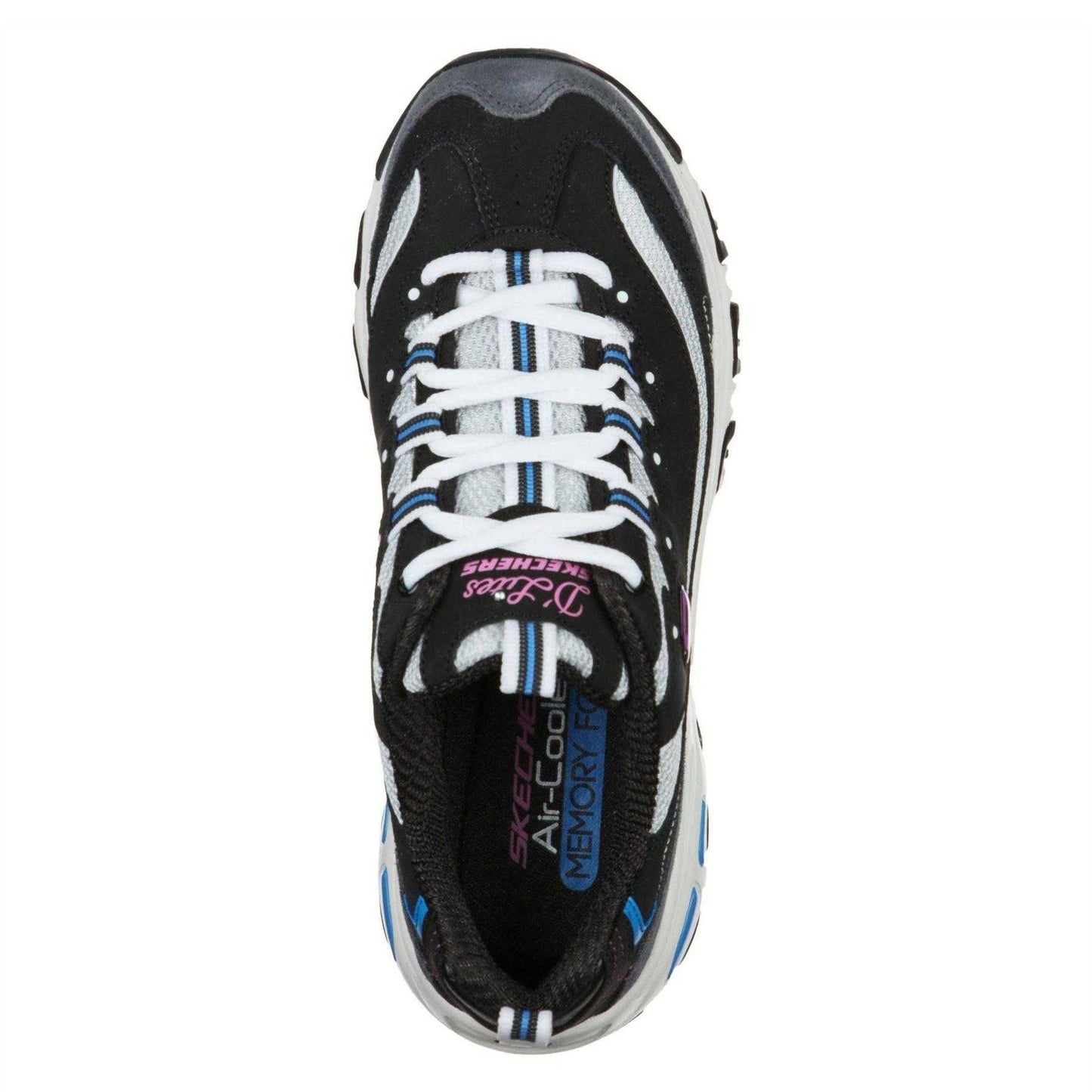Black-Blue - Side - Skechers Womens-Ladies Mesh Trainers