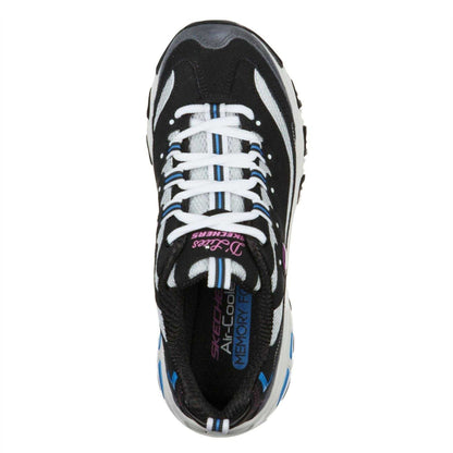 Black-Blue - Side - Skechers Womens-Ladies Mesh Trainers