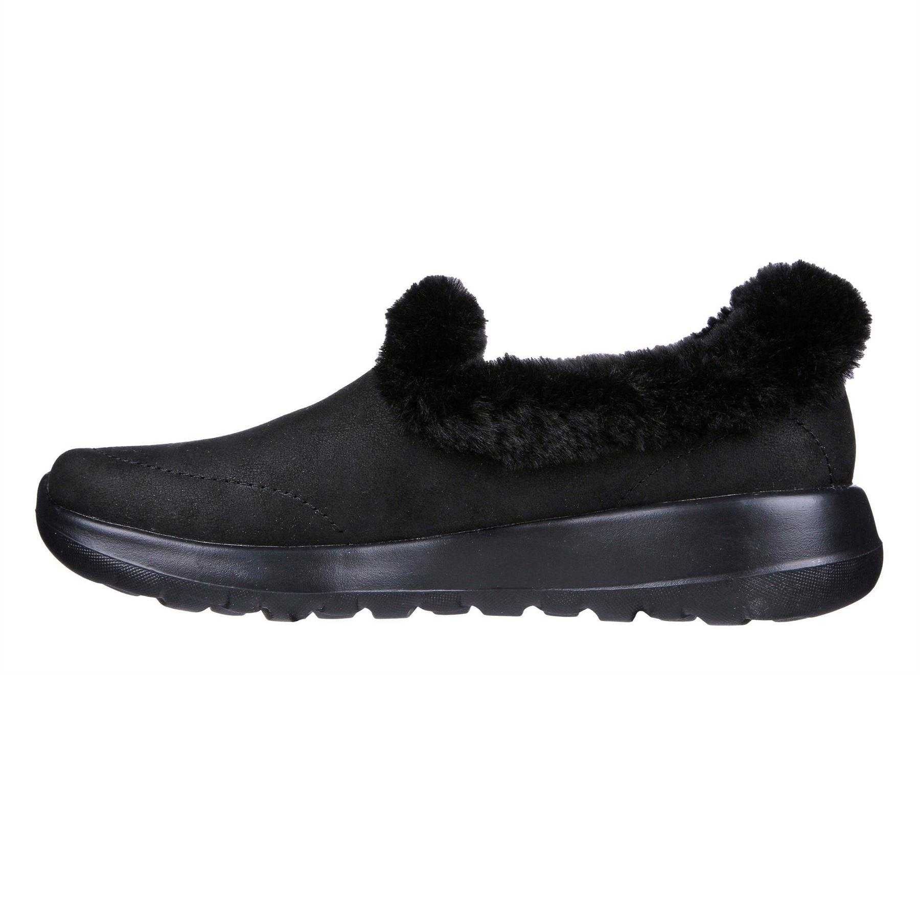 Black - Back - Skechers Womens-Ladies Go Walk Joy Faux Suede Trainers