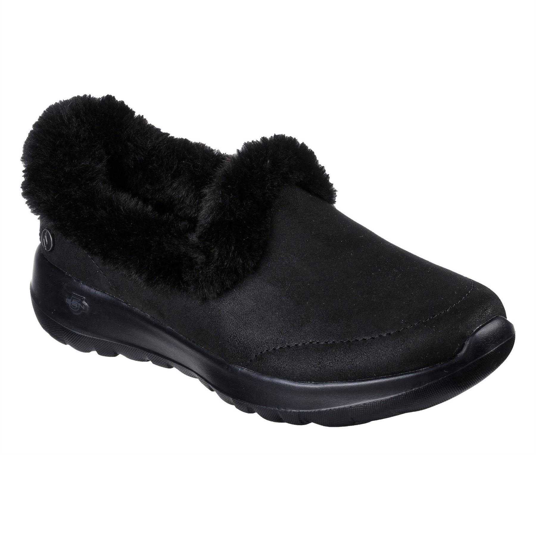 Black - Lifestyle - Skechers Womens-Ladies Go Walk Joy Faux Suede Trainers