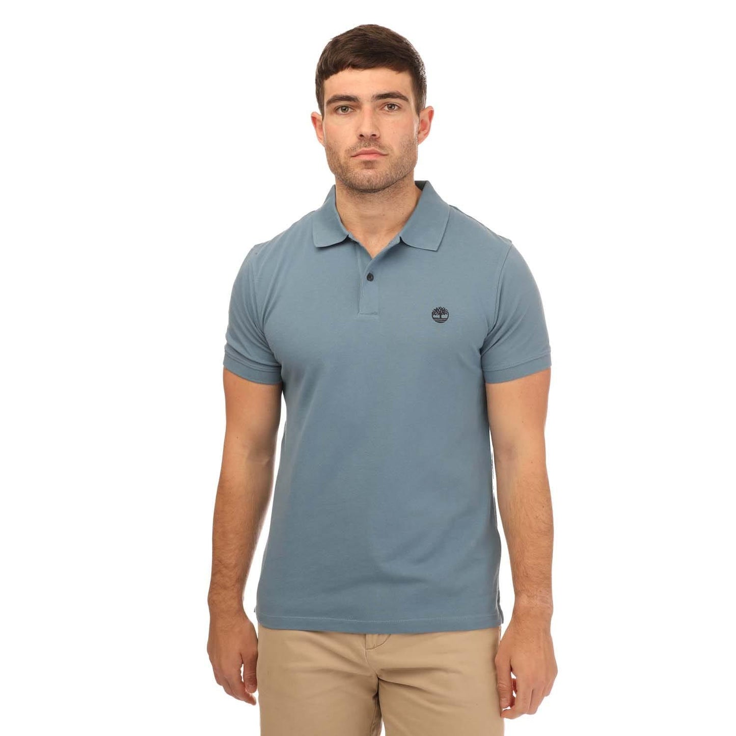 Steel Blue - Front - Timberland Mens Millers River Pique Short-Sleeved Polo Shirt