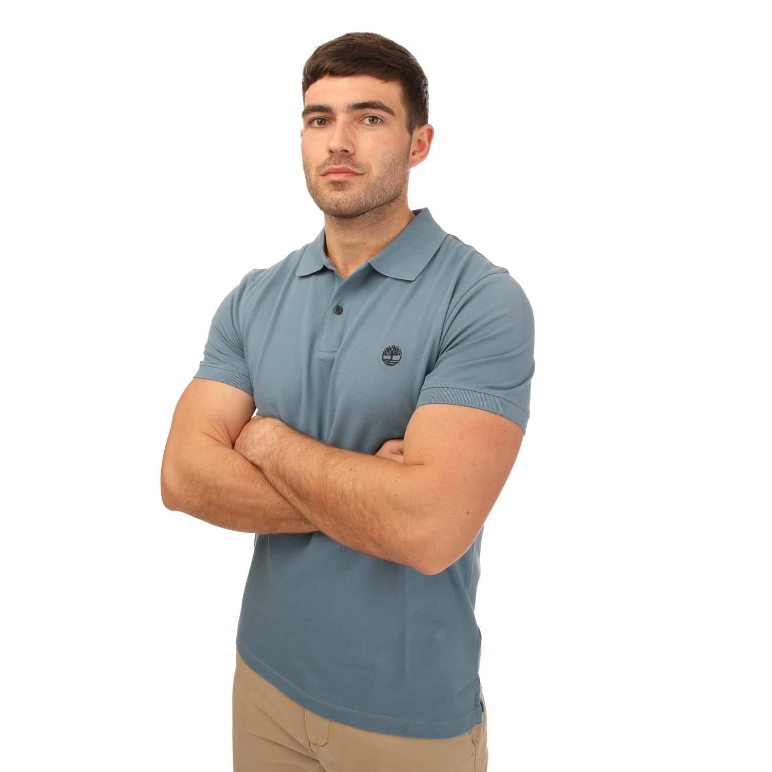 Steel Blue - Lifestyle - Timberland Mens Millers River Pique Short-Sleeved Polo Shirt