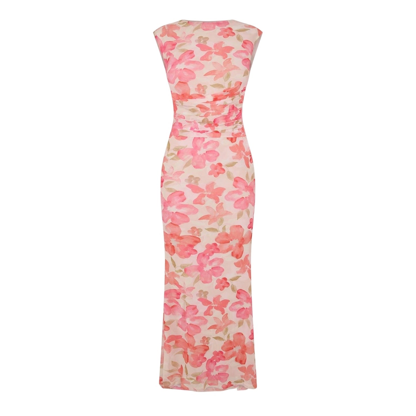 Pink-White - Front - I Saw It First Womens-Ladies Floral All-Over Print Maxi Dress