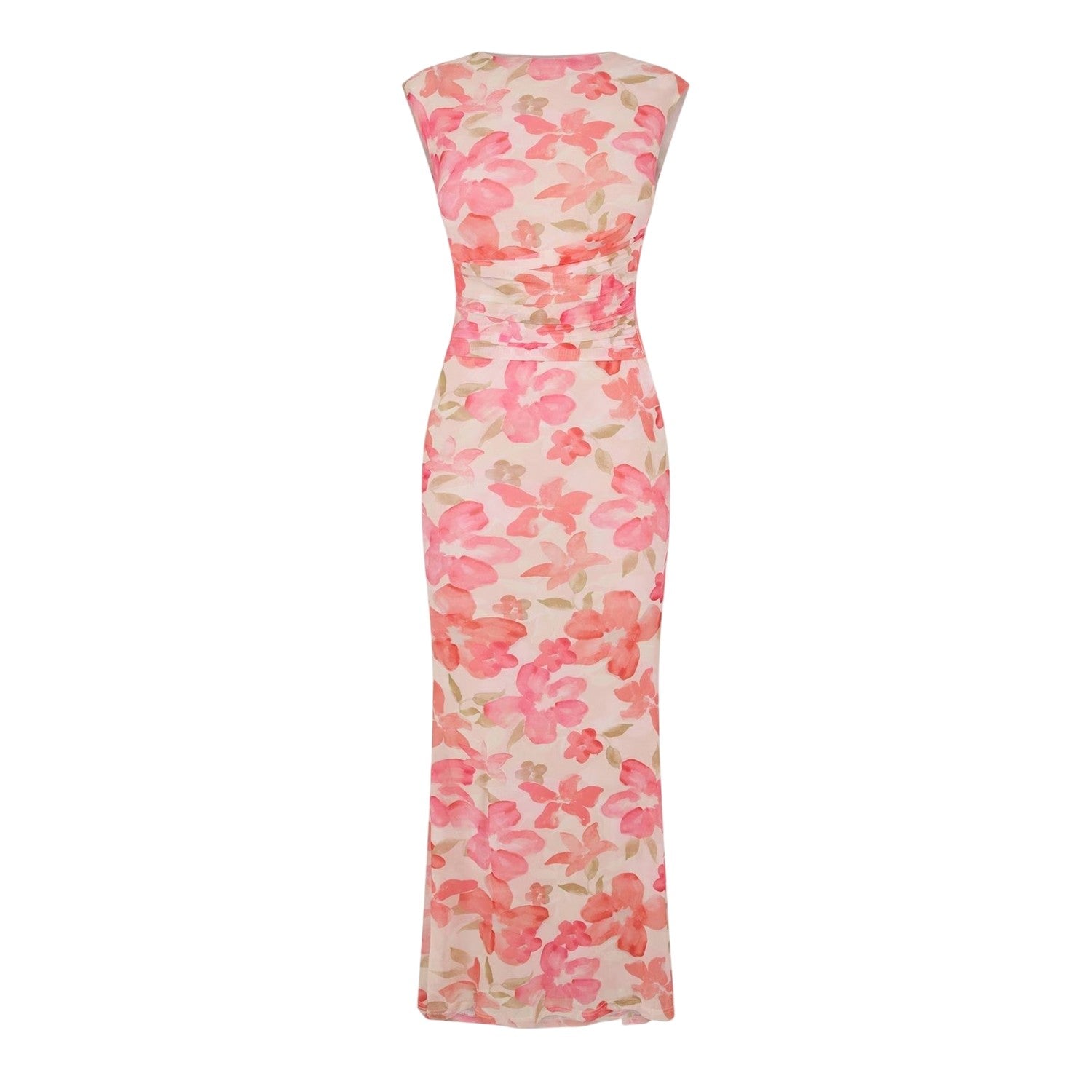 Pink-White - Front - I Saw It First Womens-Ladies Floral All-Over Print Maxi Dress