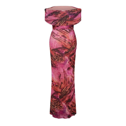 Pink-Red - Back - I Saw It First Womens-Ladies Patterned Maxi Dress