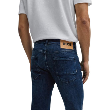 Navy - Side - Boss Mens Charleston Denim 5 Pockets Slim Jeans