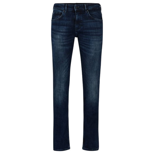 Navy - Front - Boss Mens Charleston Denim 5 Pockets Slim Jeans