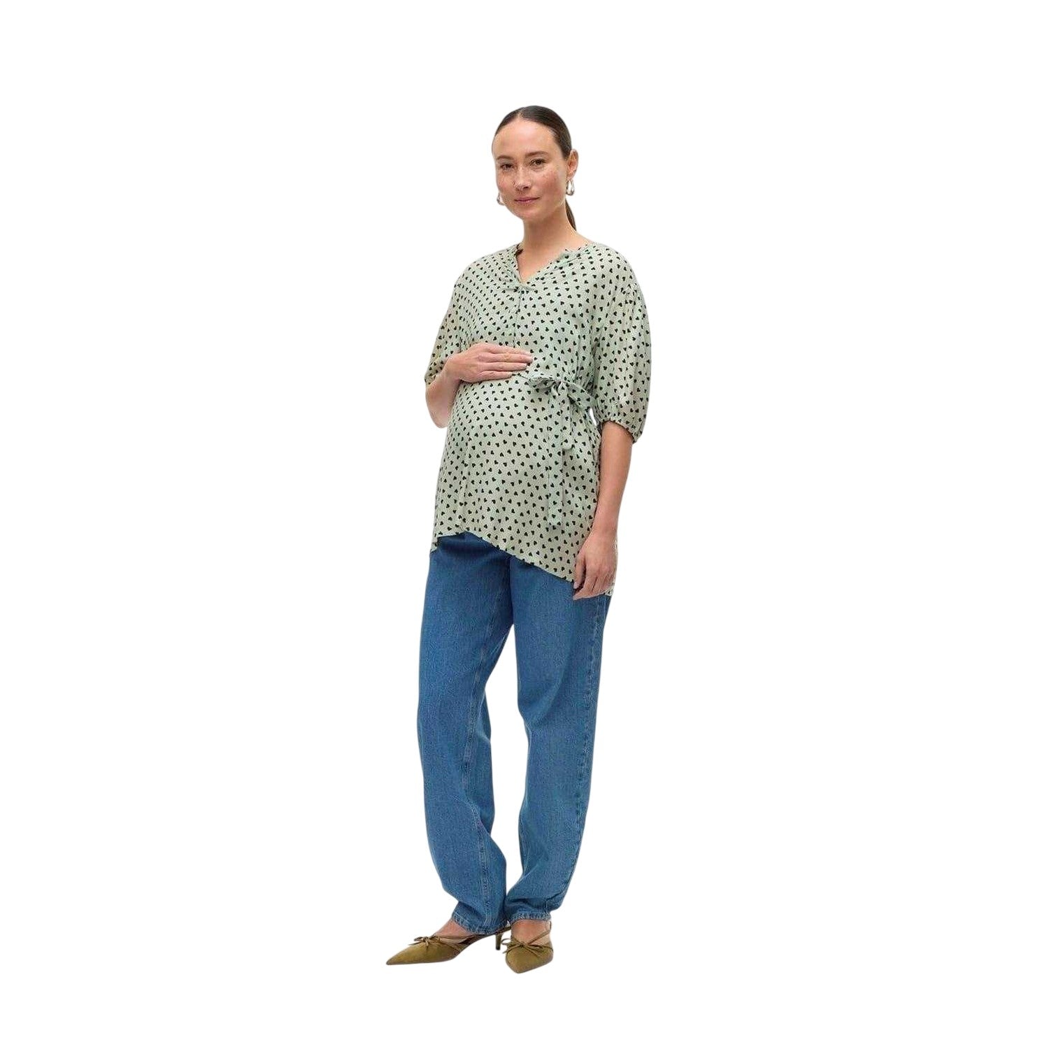 Light Denim Blue - Lifestyle - Mamalicious Womens-Ladies Straight Hem Mom Jeans