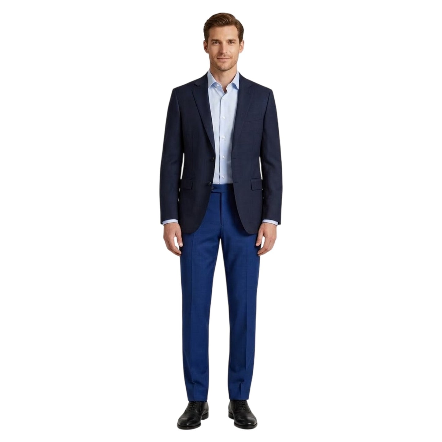Blue - Side - Boss Mens H-Genius Plain Straight Chinos